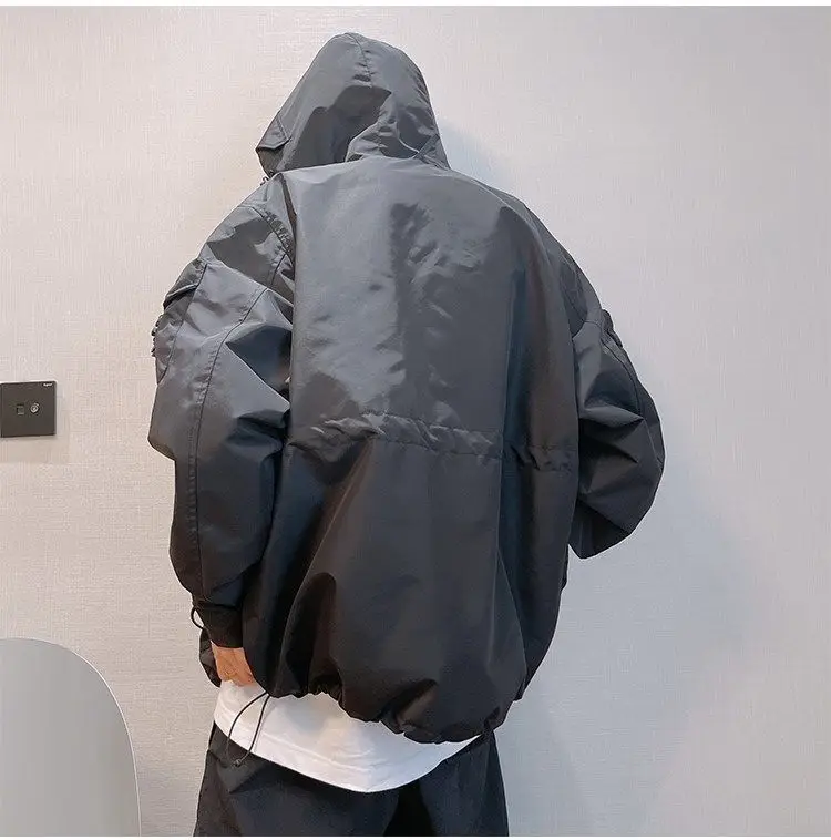 Autumn Winter Retro Multi-pocket Waterproof Jacket American Tooling Windproof Hooded Jackets Male Clothes