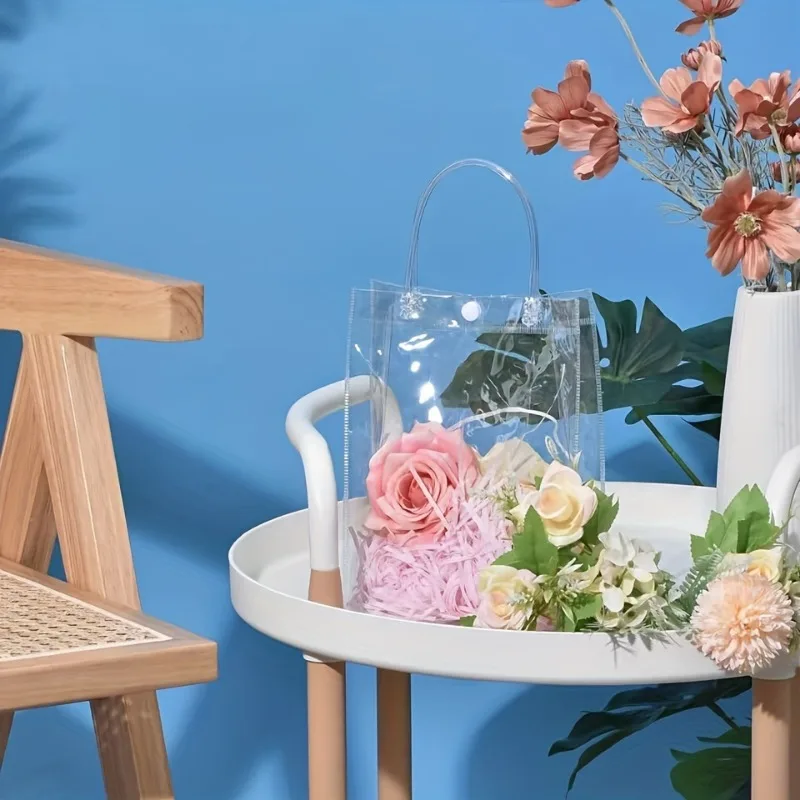 Gift bags 5/10/20PCS Transparent Plastic with Handle Reusable PVC Wedding Birthday Party