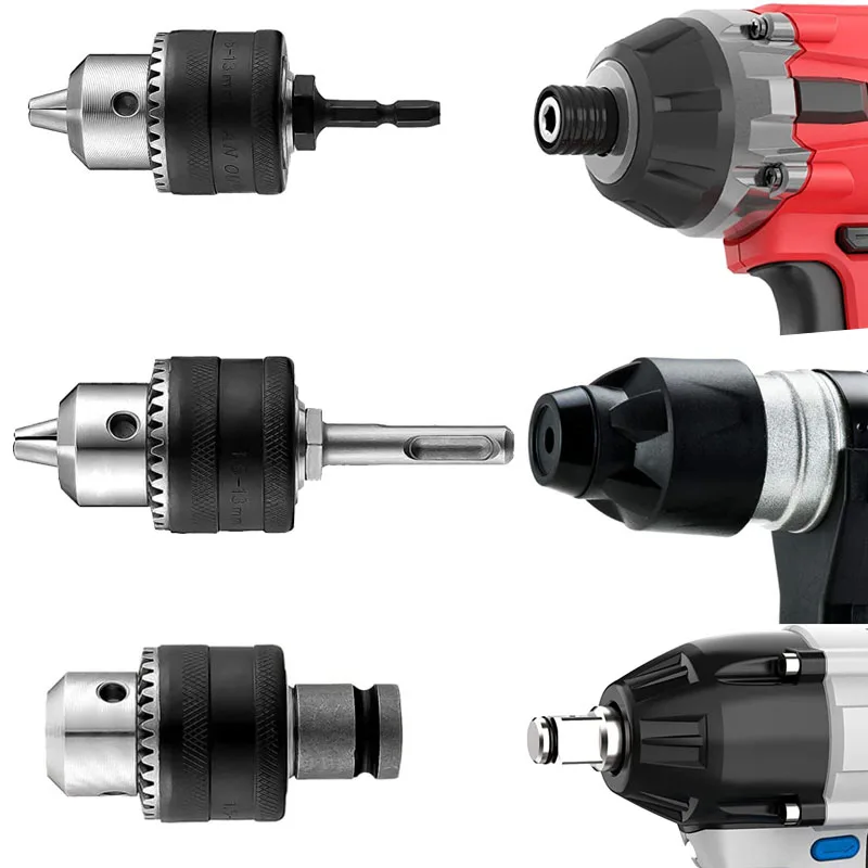 Metal Heavy Duty 1/2-20UNF 13mm Keyless Drill Chuck Hex Shank/SDS/Socket Square Female Adaptor Hardware Tool Professional