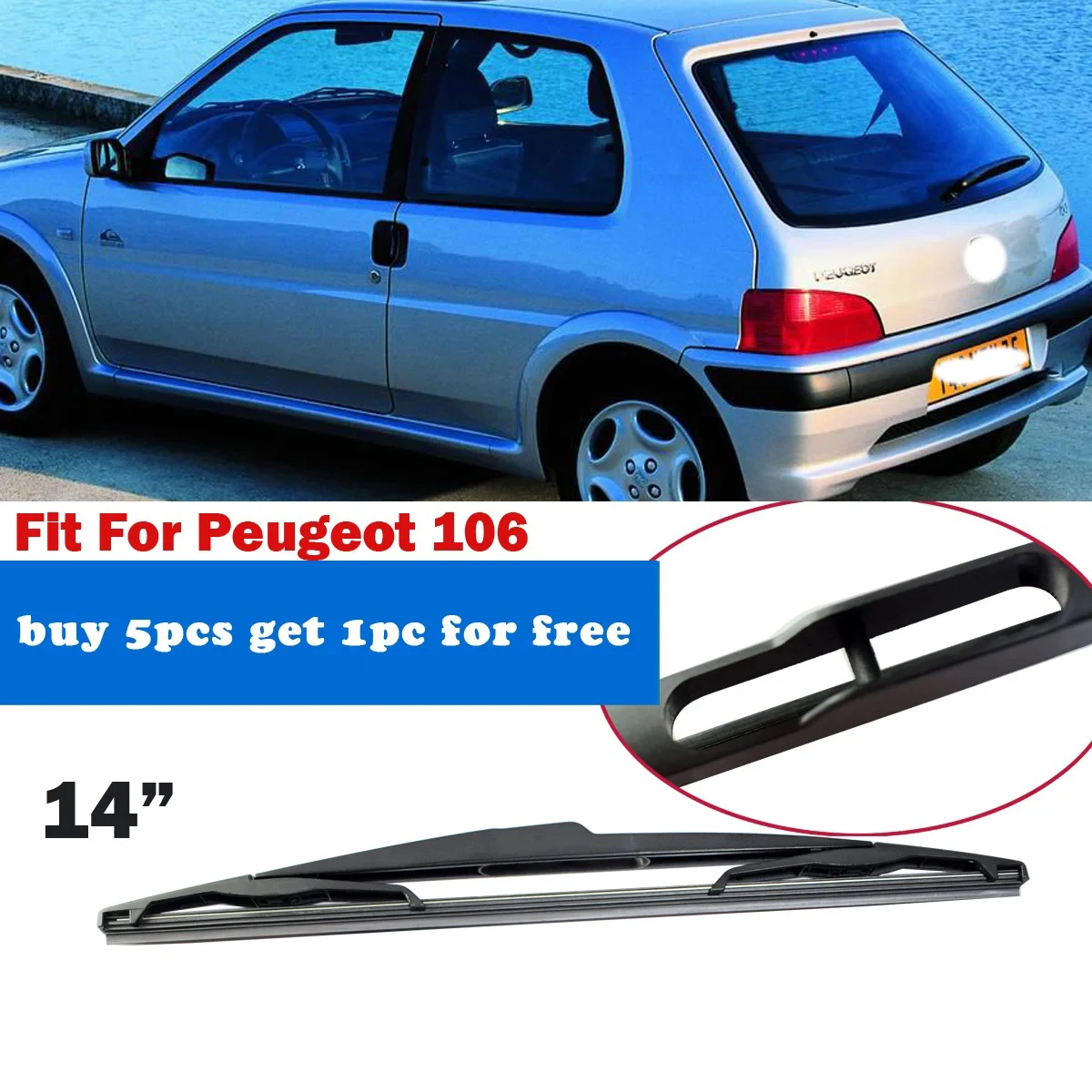 

1PC Car Rear Wiper Blade 14" Windscreen Windshield Auto Wipers Accessories for Peugeot 106 YC102012-106