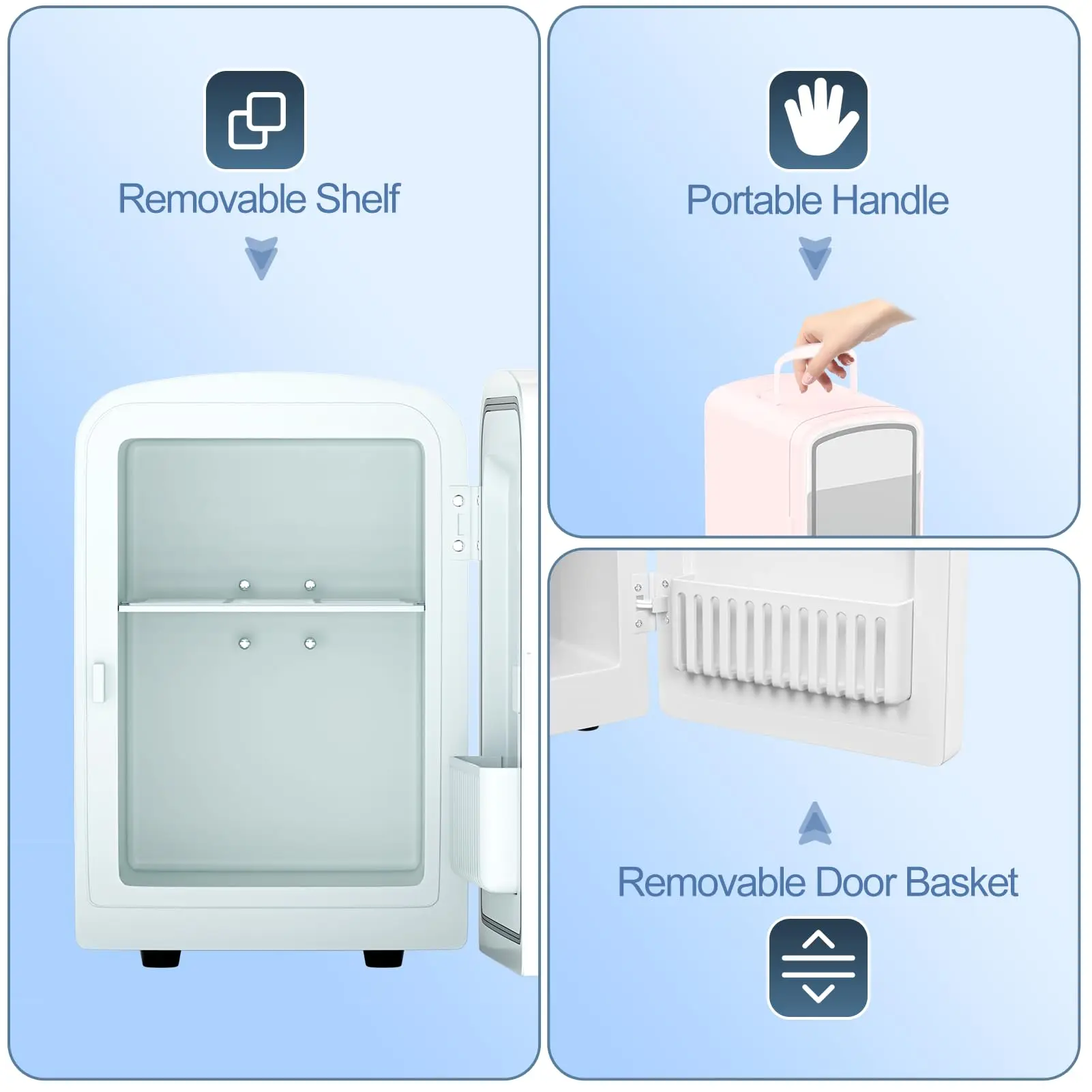 4L Travel Portable AC/DC Skin Care Cosmetics LED Mirror Fridges4 L /6 Can Electric Beverage, Skin Care and Cosmetics 4