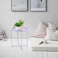 Outdoor Side Table, Small Patio Table Metal Side Table, Round Folding Side Table, for Outdoor and Living Room 1