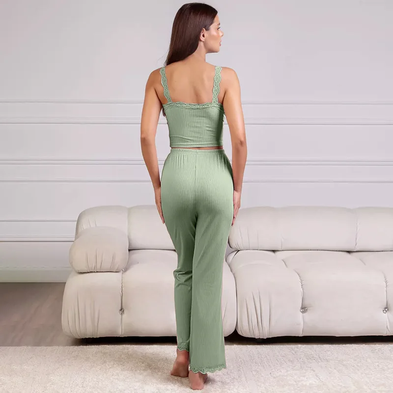 Women's Pajamas Set Summer Lace Suspender Top Sexy Spicy Girl Homewear Elegant Sleeveless Sleepwear Female Pajama Loungewear