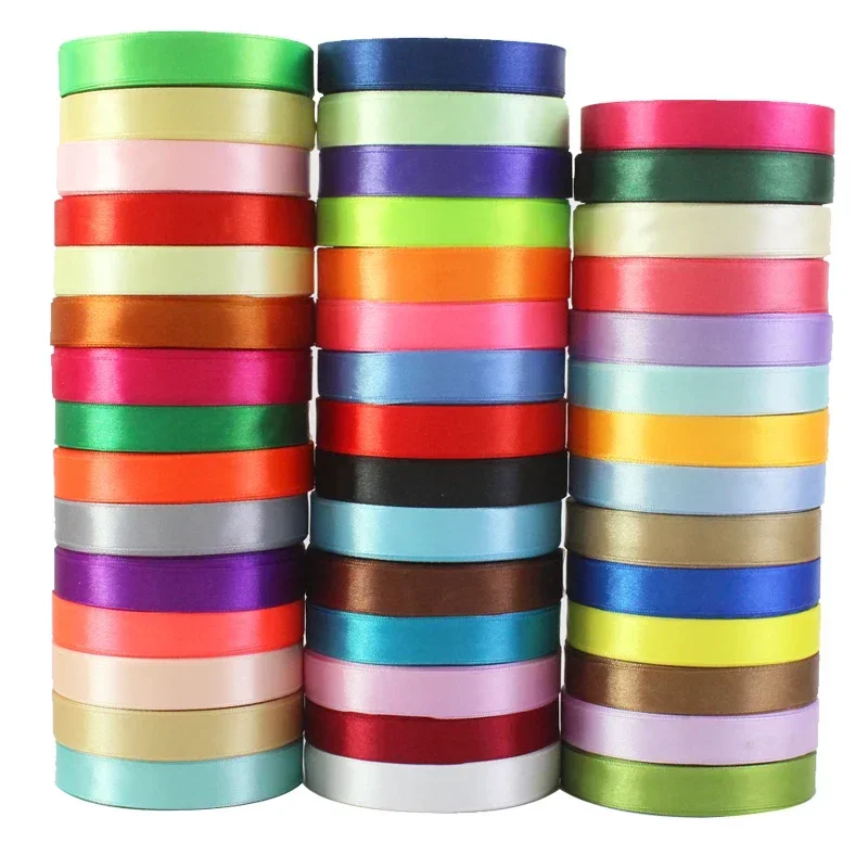 Satin Ribbons 25Yards/Roll Polyester Satin Ribbons for DIY Bow Crafts Christmas Home Decor Accessories Tape Wedding Gift Wrapping