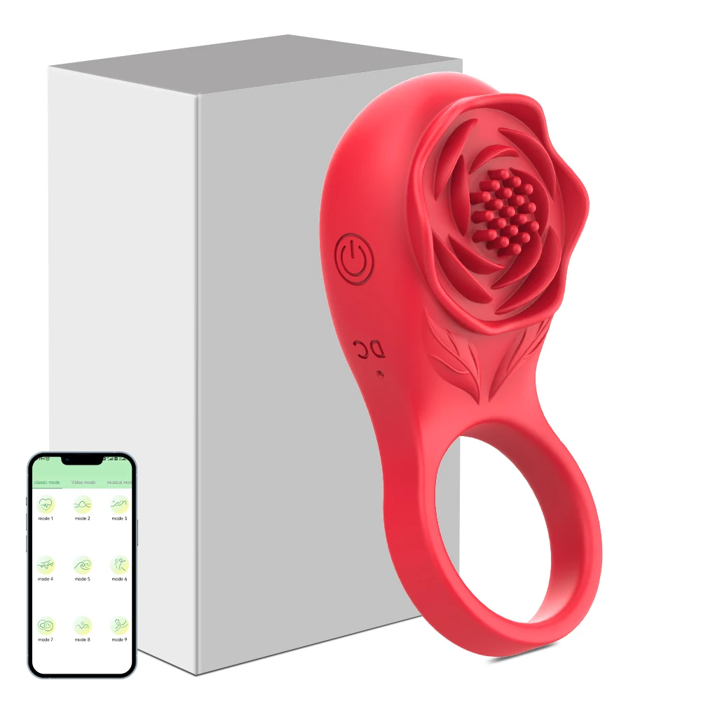 Vibrating Cock Ring Vibrator Rose Penis Ring with Clit Stimulator Intimate Sex Toys Long Lasting Stronger Vibrators Ring for Men
