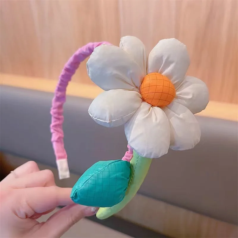 Korean 3D Flowers Sunflowers Girls Hair Bands Headbands For Spring Summer Baby Girl Birthday