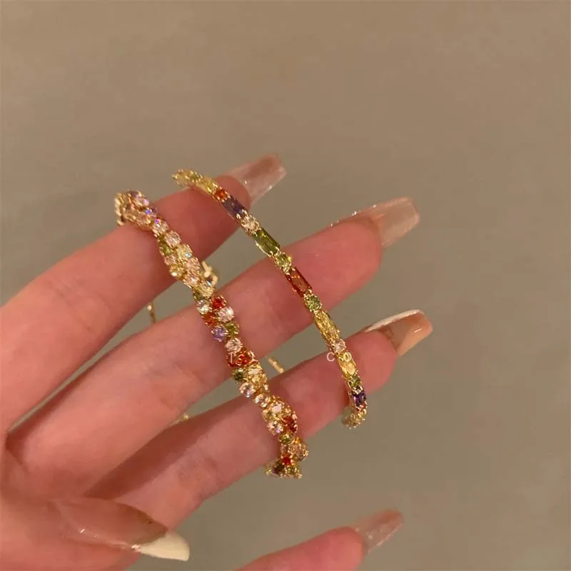 Fashion Colorful Crystal Zircon Bracelet for Women Luxury Adjustable Opening Bracelet Bangle Wedding Charm Jewelry Gifts - 4