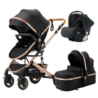 Newborn Baby Stroller 3 in 1 with Car Seat High View Baby Stroller with Sitting and Lying Function Multifunctional Baby Stroller
