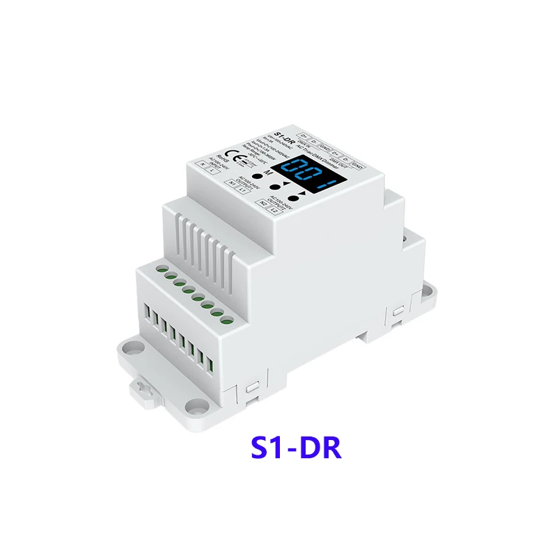 S1DR DIN rail 2 Channel 2CH AC Triac DMX Dimmer AC100V240V , Dual channel output Silicon