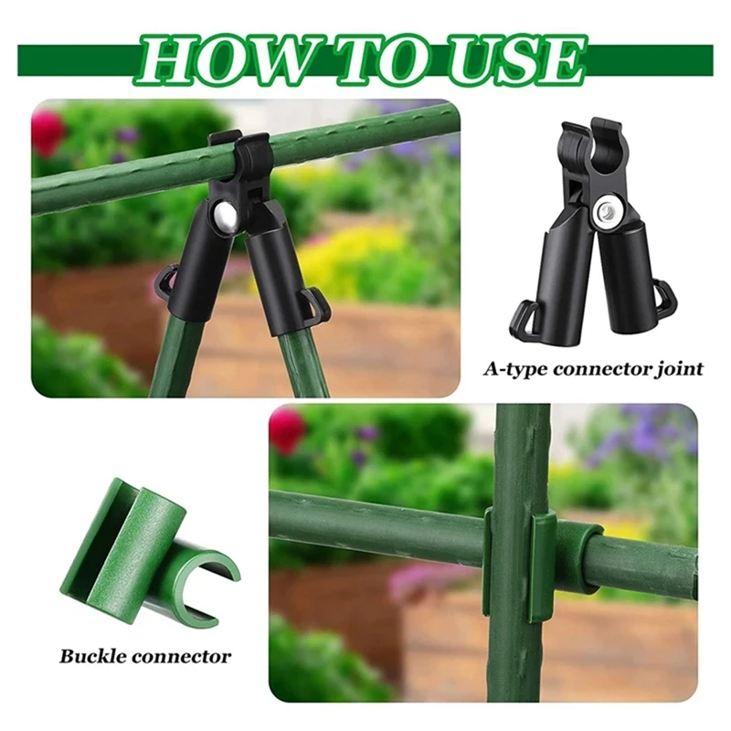 50 Pieces Adjustable Plant Trellis Connector Clip Garden Plastic A-Type Connecting Joint Buckle Clip plant trellis clip