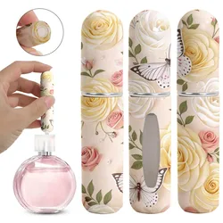 Charming Mini Flower Pattern Refillable Perfume Bottle with Pendant - 5ml Cosmetic Container - 1PC (Yellow rose.)