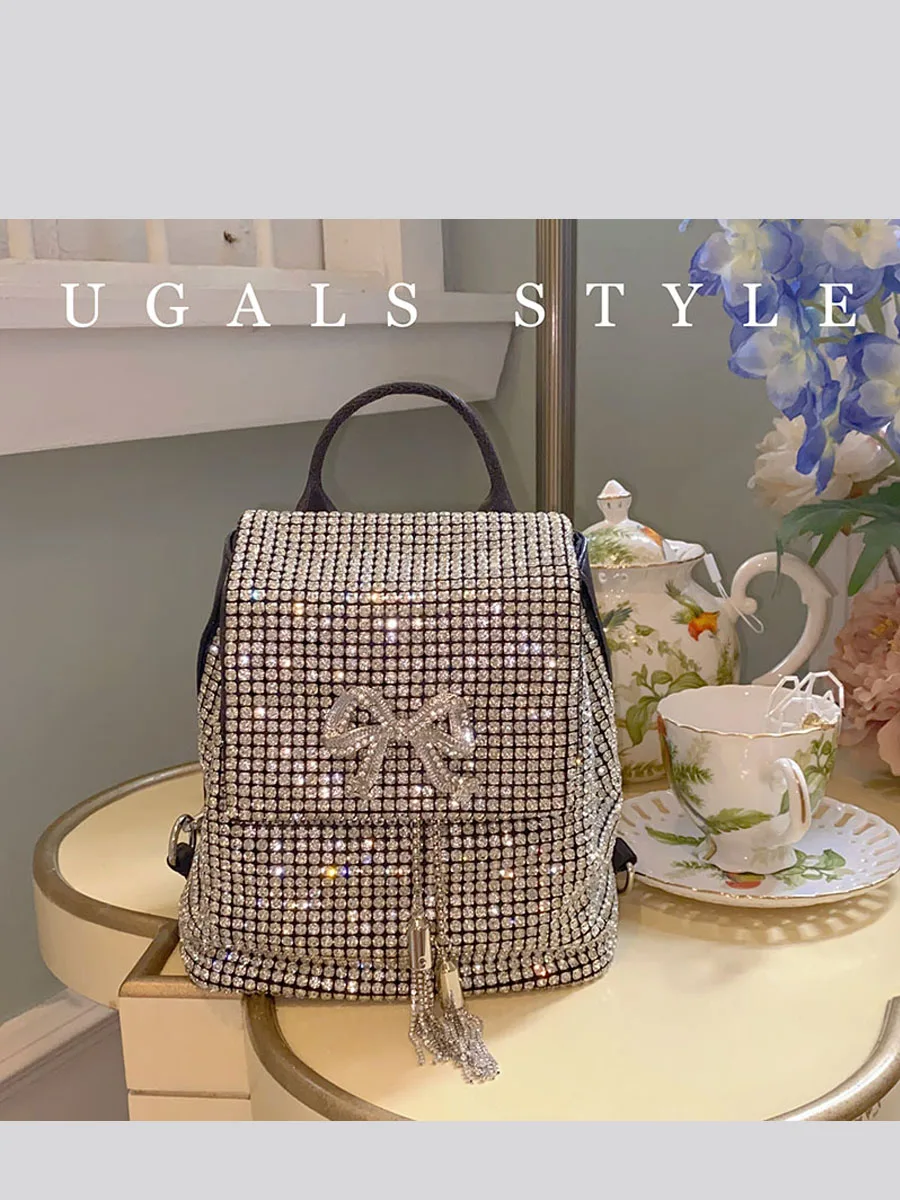 Rhinestone Backpack Diamond School Bag Casual And Versatile, Large Capacity Backpack, Trendy Original Design 4