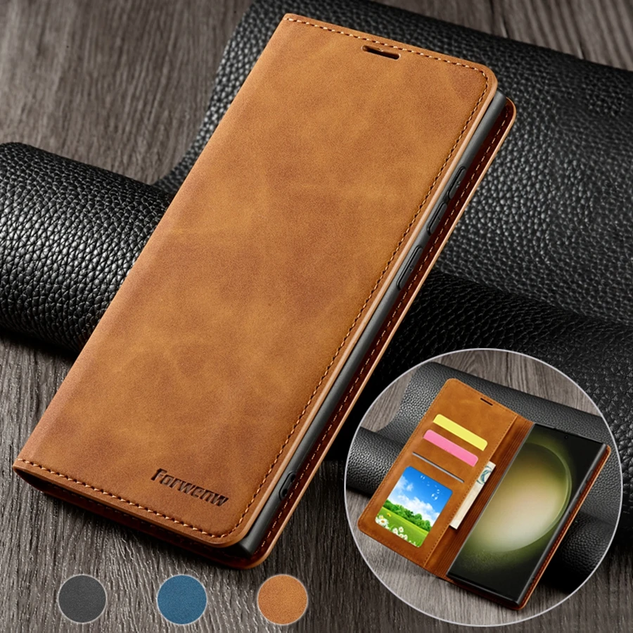 

Wallet With Card Slot Photo Frame Kickstand Magnetic Flip PU Leather Case For Samsung Galaxy S24 Ultra S24 Plus S24+ S24 Cover