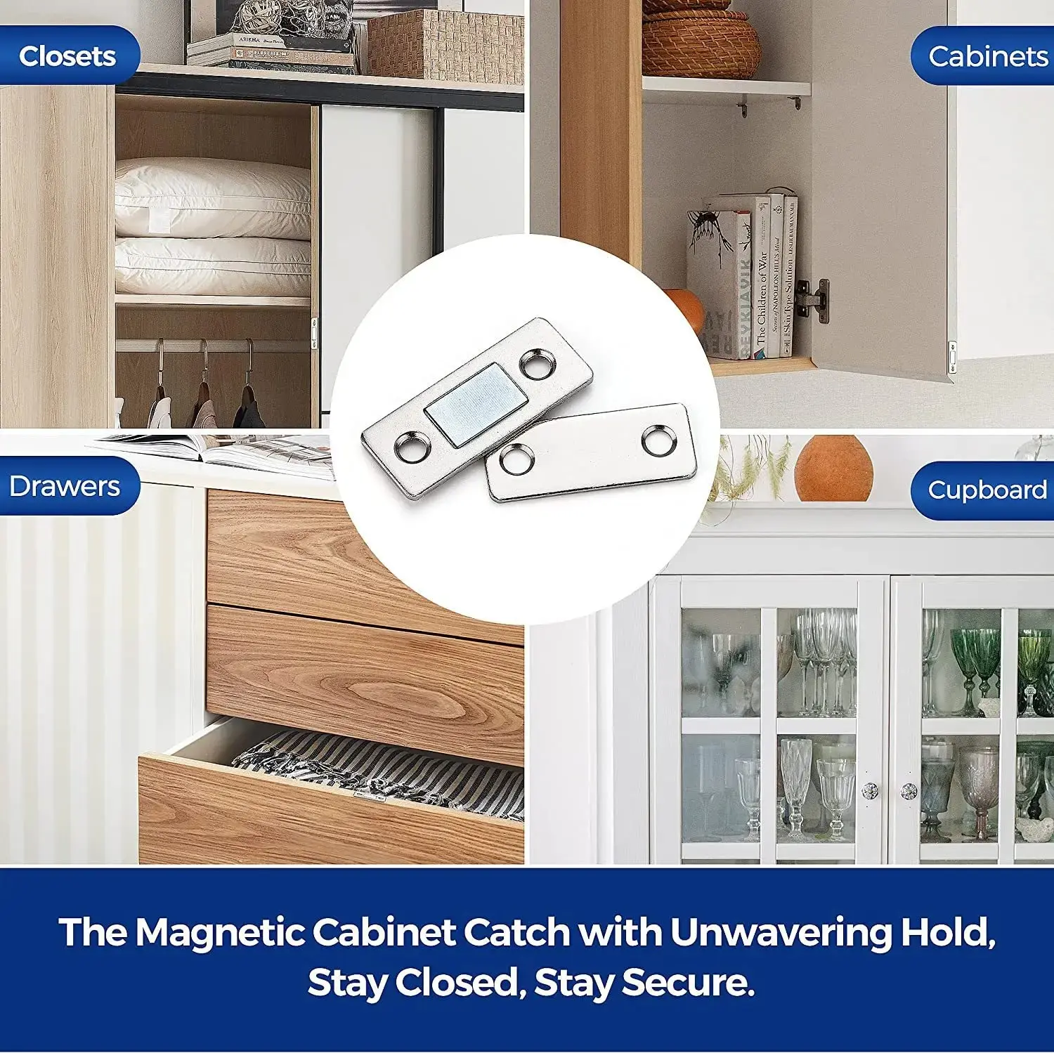 Magnetic Cabinet Catches 2 Pack Ultra Thin Cabinet Magnetic Catch Adhesive Drawer Magnet Catch For Kitchen Closet Door Closing Magnetic Door Closer
