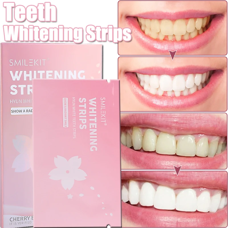 

7Pairs Teeth Whitening Sticker False Teeth Brightening Bleaching Veneers Gel Removal Yellow Teeth Stains Oral Hygiene Care Strip