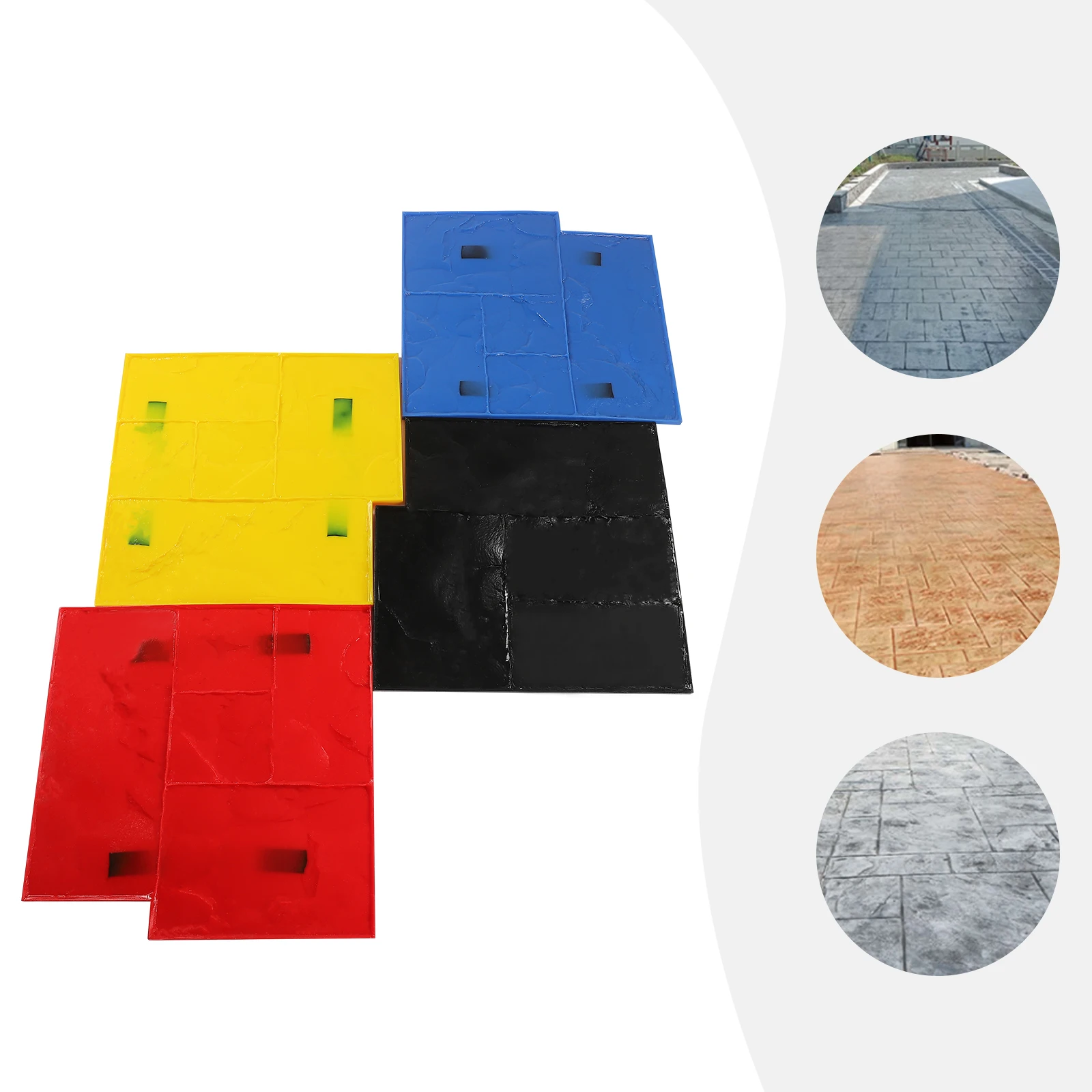 4 Pcs Concrete Texturing Skin Polyurethane Concrete Stamping Mats Set 24"x24" Texture Patterns Stamps For Walls Floors