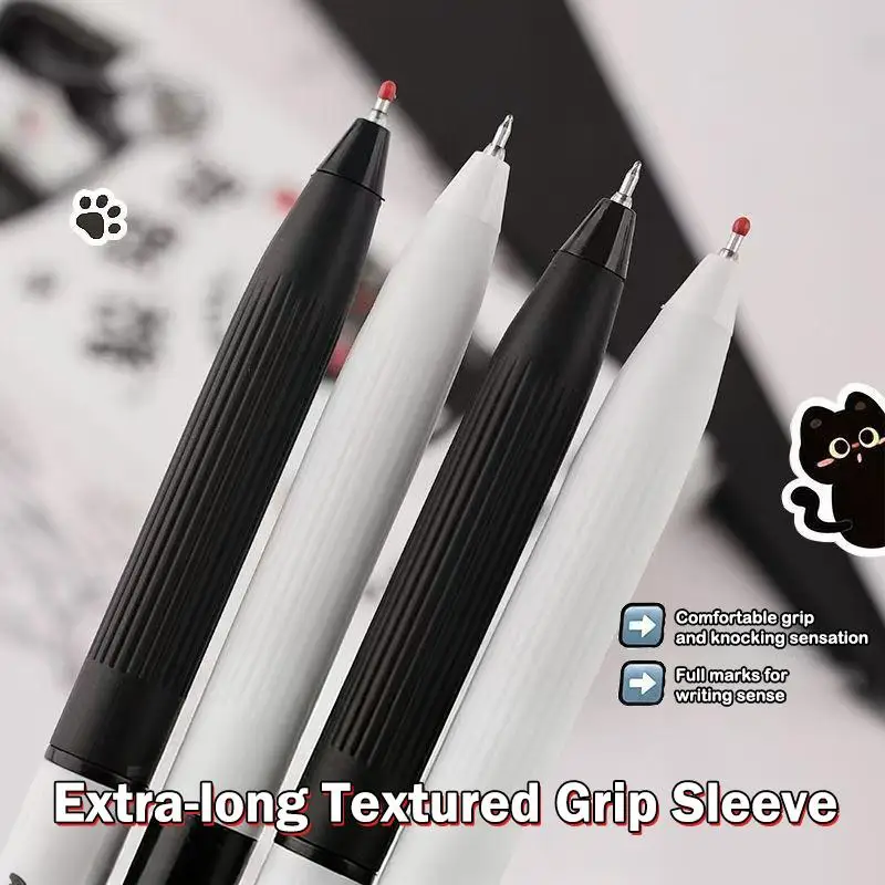 4/12/20Pcs 0.5mm 빠른 건조 검정 잉크-부드러운 필기 수납식 펜 카와이 고양이 발 펜 학교 저널링 생일 선물