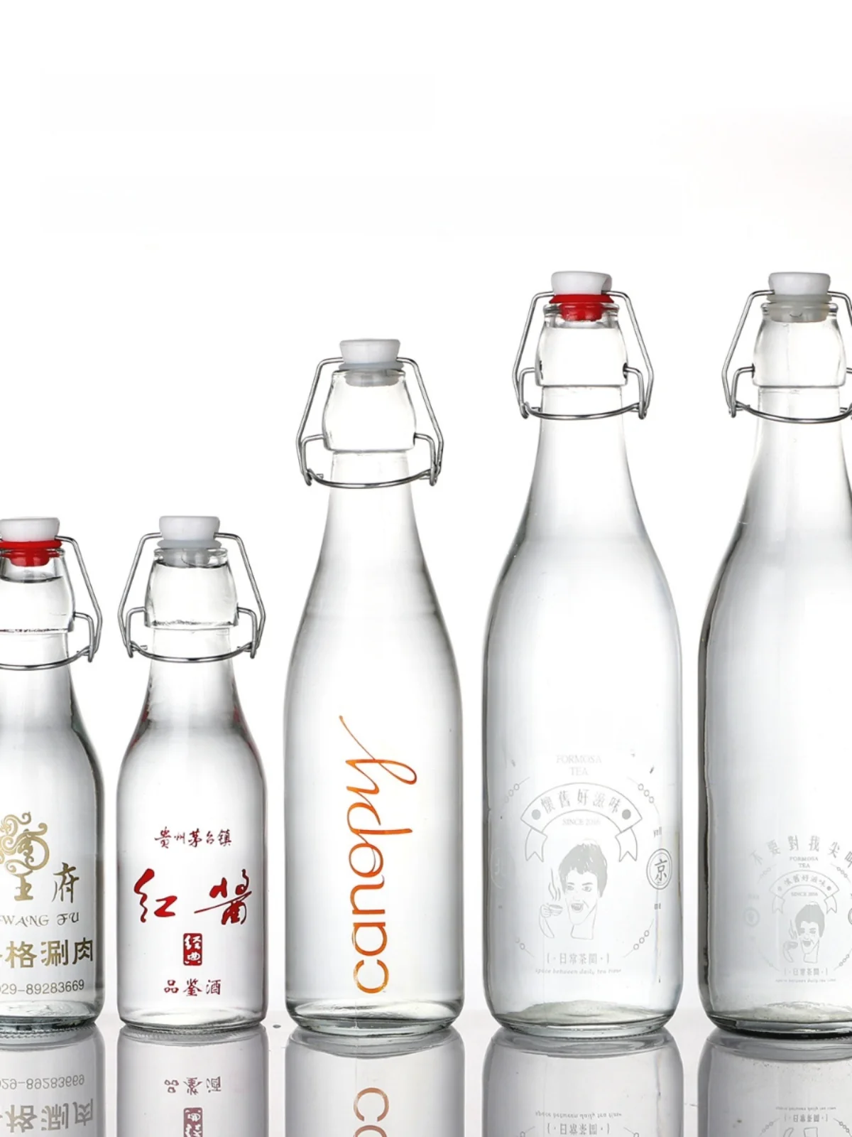 Sed Glass Liquor Bottle 500ML 000ML 250ML Emp Bottle for Brewing Alcohol And Beverages round ape Kitchen Storage Jar