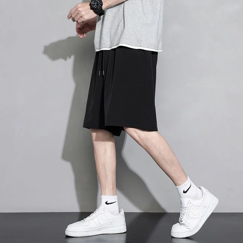 Men's Street Casual Summer New All-match Loose Sports Pants Elastic Waist Solid Plus Size Shorts Fashion Casual Men Clothing