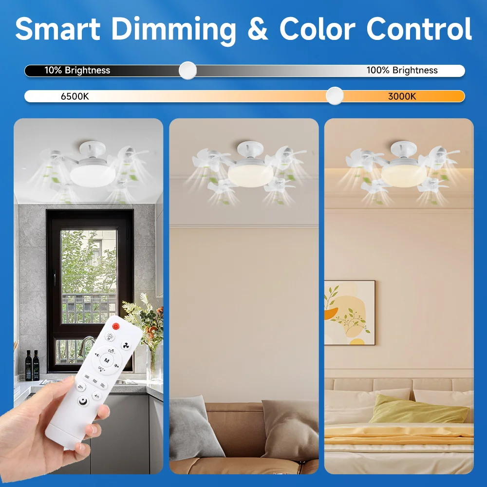 Modern Ceiling LED Fans Light Remote Control 3-Speed Adjustable Roof Illumination LivingRoom Bedroom Home Ceiling Fan with light