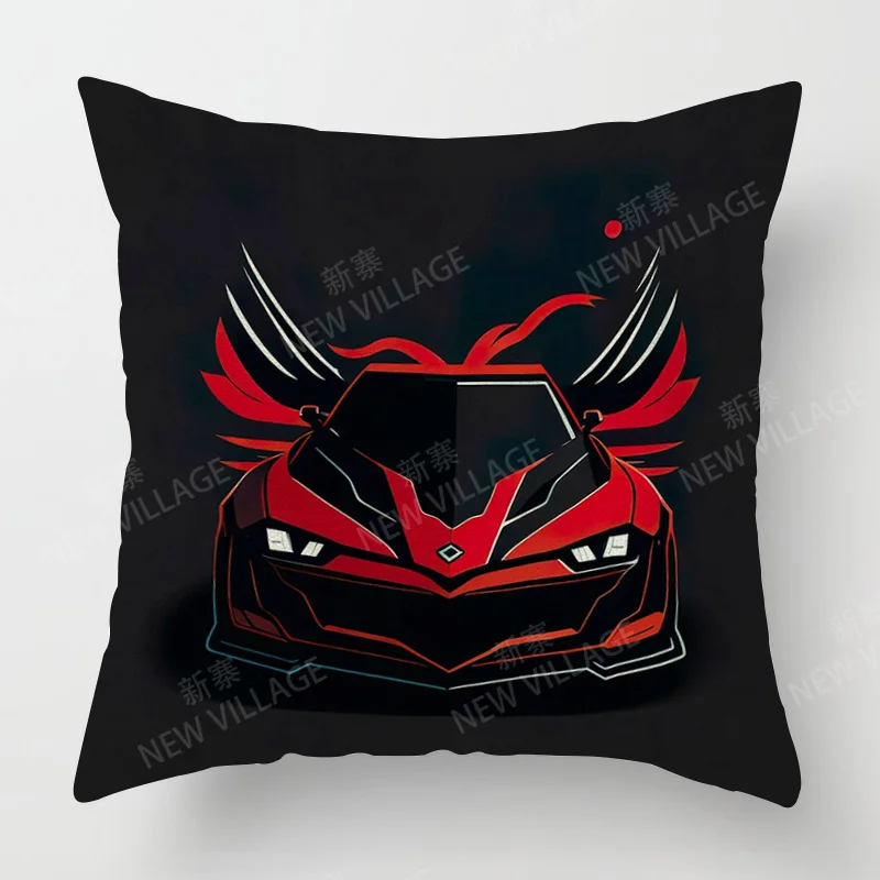 Modern Simple Car Illustration Pillow Cover Bedroom Cafe Decoration Applicable Car Cushion Cover 40x40cm 45x45cm 5