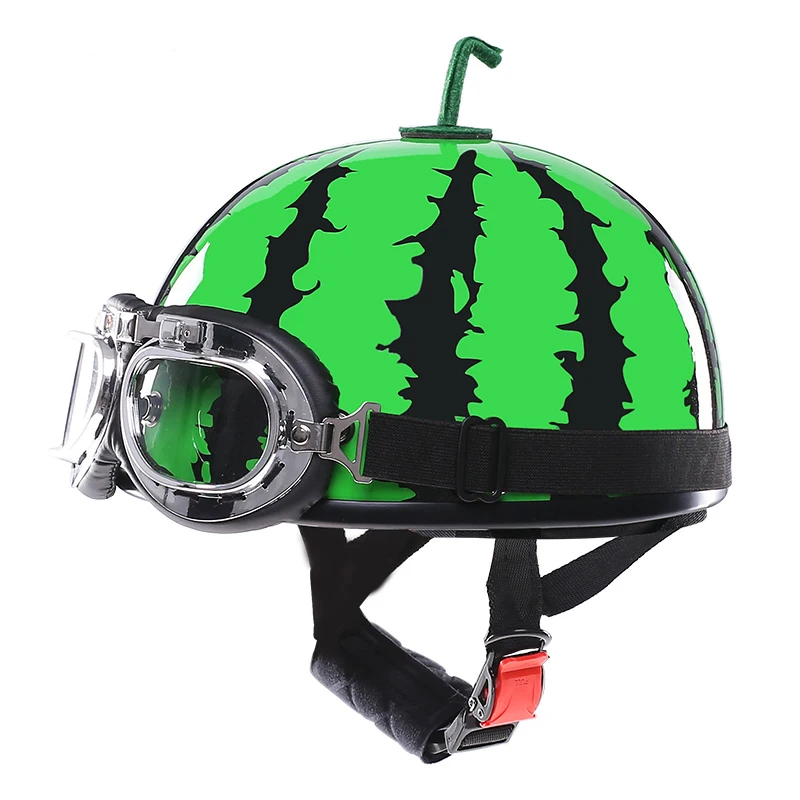 귀여운 스타일 오토바이 수박 헬멧 electromotive 자전거 헬멧 오픈 얼굴 레트로 모토 스쿠터 딸기 헬멧