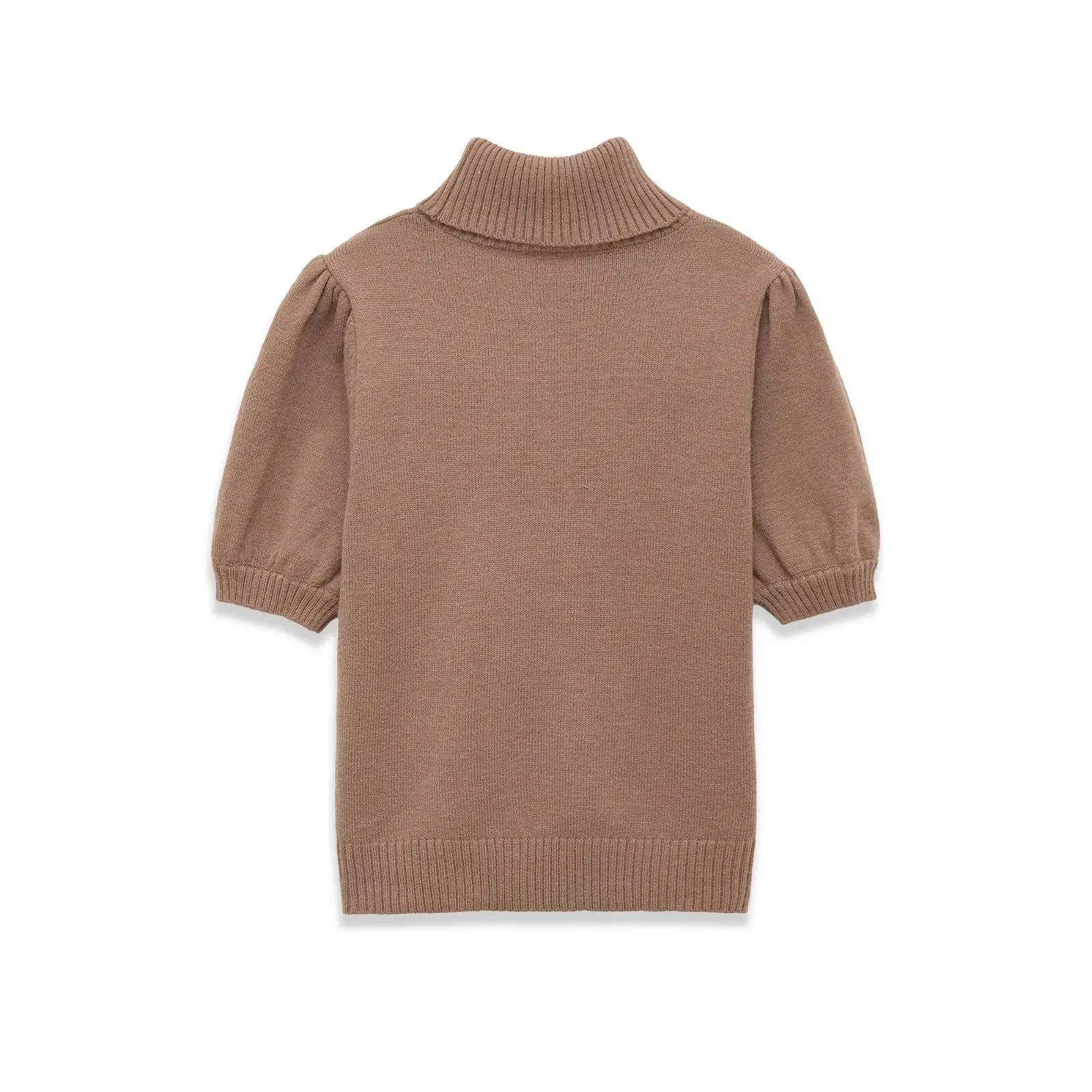 HH Winter Damen Mode Warmer Bubble Rollkragenpullover Kurzarm Streetwear Einfarbig 2-Farbig Elastischer Strickpullover – Detail 6