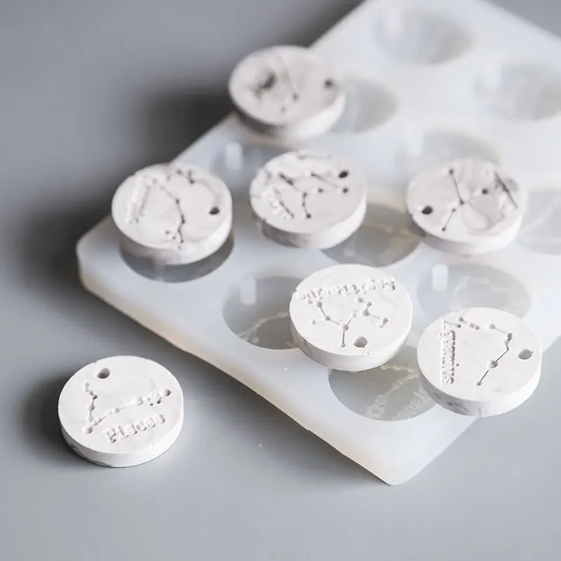 Keychain Pendant Twelve Constellation Silicone Mold For Epoxy Resin Casting Creative Earrings Jewelry Pendants Making Molds
