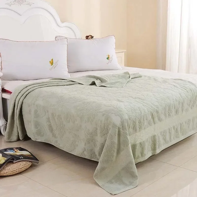 자카드 면 타월 실 담요 성인용 어린이용 부드럽고 통기성 있는 침대보 여름용 소파/침대용 담요
