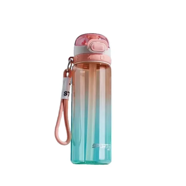 New Gradient Plastic Cup Outdoor Fitness Kettle With Straw 750ML Large Capacity Sports Water Bottle For Camping Climbing Hiking 6