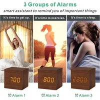 Wooden Digital Alarm Clock with Temperature Sound Control Electronic Clocks Desktop USB/AAA Powered Desperadoe LED Bedside ClocK 2