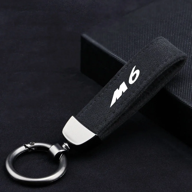 

Anti-lost Metal Keychain Buckle Suede Leather Car Styling keychain For Mazda 6 Mazda6 Six M6 Emblem car Accessories