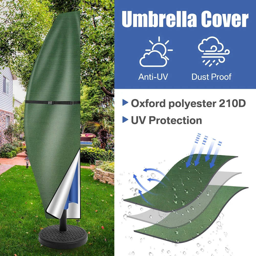 Banana Umbrella Cover 210D Oxford Fabric Waterproof Patio Umbrella Covers with Zip for 7-13ft Garden Cantilever Offset