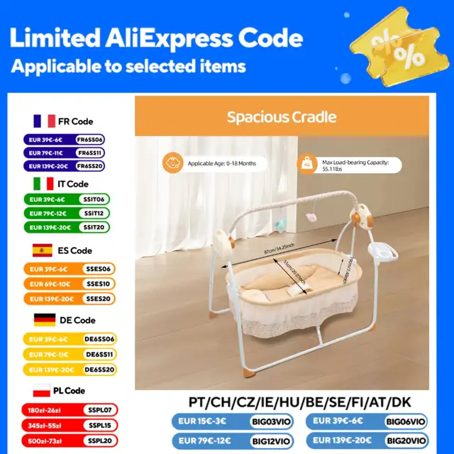 Berceau électrique pour bébé de 0 à 18 mois, balançoire automatique avec télécommande et musique, capacité de 25KG/55LBS, couffin pliable pour bébé 1