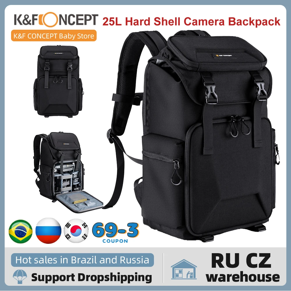 K&F CONCEPT 22L Large Hard Shell Camera Backpack SLR/DSLR Camera Bag