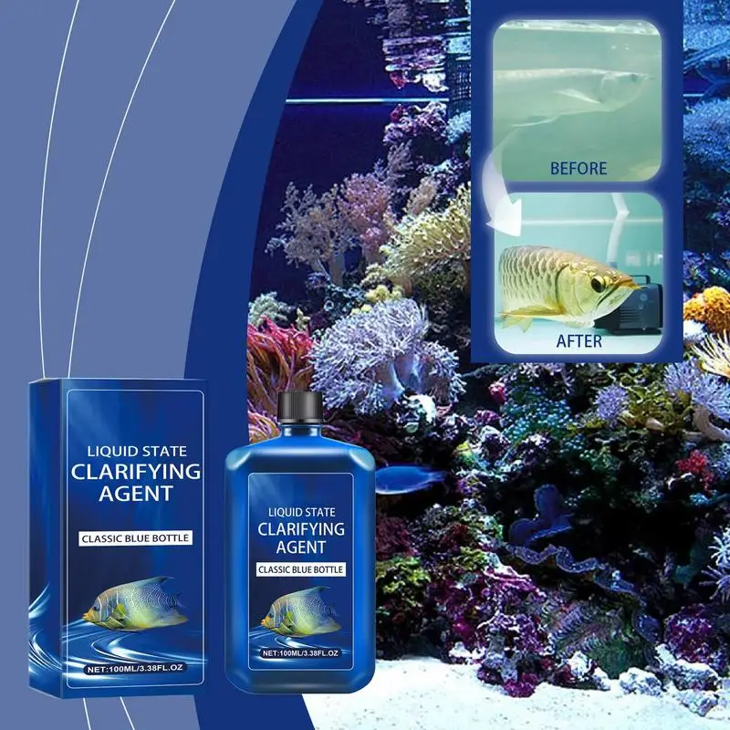 Fish Tank Water Purifier Fish Tank Clarifier Solution 100ml Purify Aquarium Water Clarifier Liquid Solution Pet Fish Turtle Protection Water Purifier