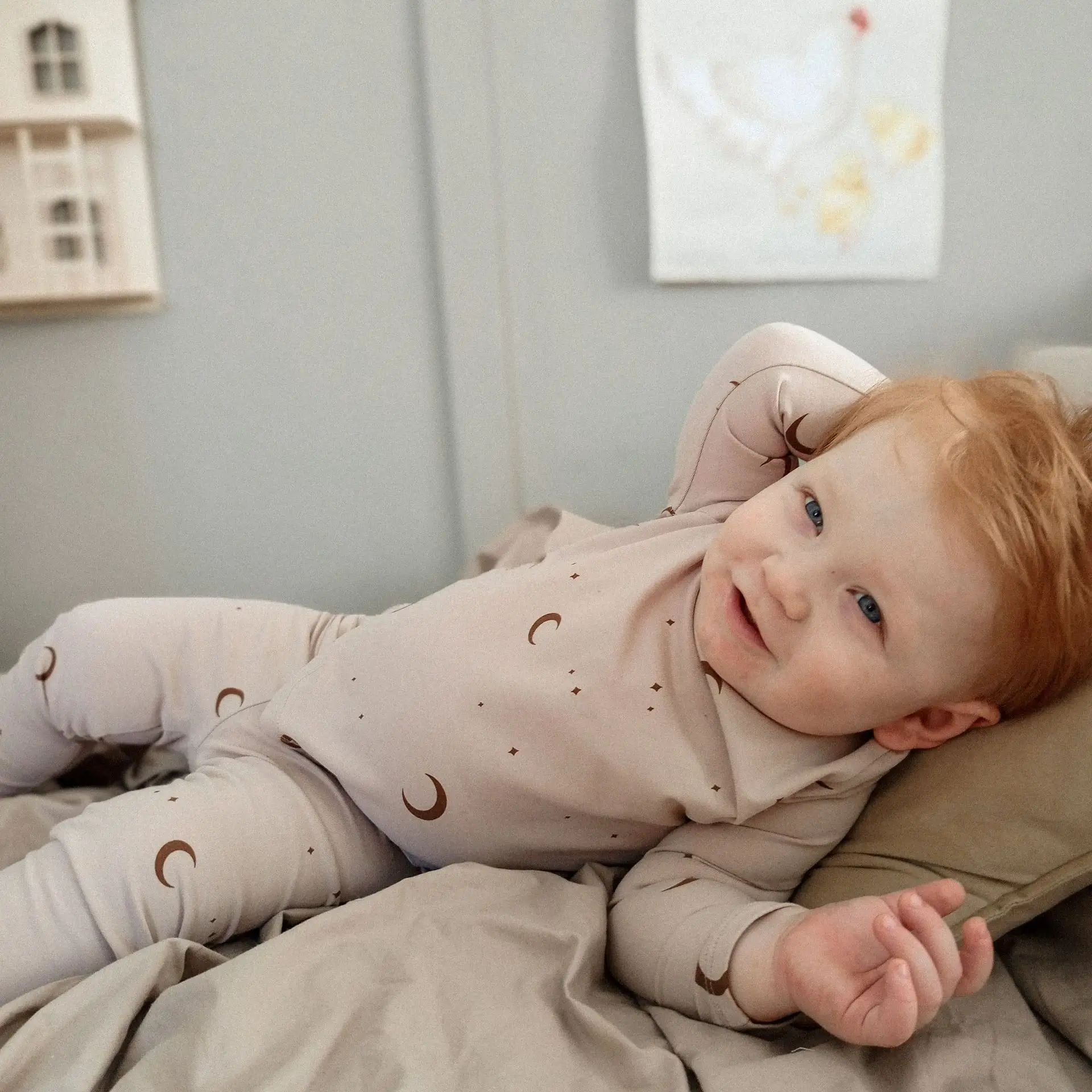 2pcs Set Short Staple Cotton Warm Children's Home Clothes Autumn and Winter Baby Pajamas Long Sleeved Base Children Clothing Set