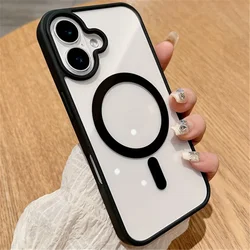 Premium Clear Magnetic Case with Wireless Charging Compatibility, Durable Acrylic Cover for iPhone 14 (Black)
