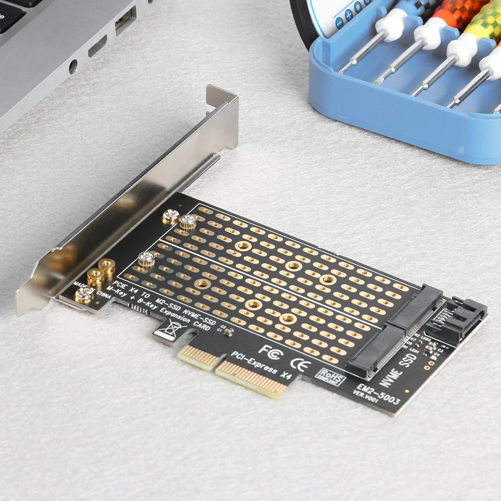 M.2 NVME to PCIE Adapter M+B Key NGFF SSD to PCI-E 3.0 X4 SATA Expansion Card