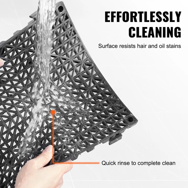 SucceBuy Interlocking Tile 12/50/55PCS 12"x12" Splicing Soft PVC Drainage Floor Tiles Non-Slip Drainage Holes