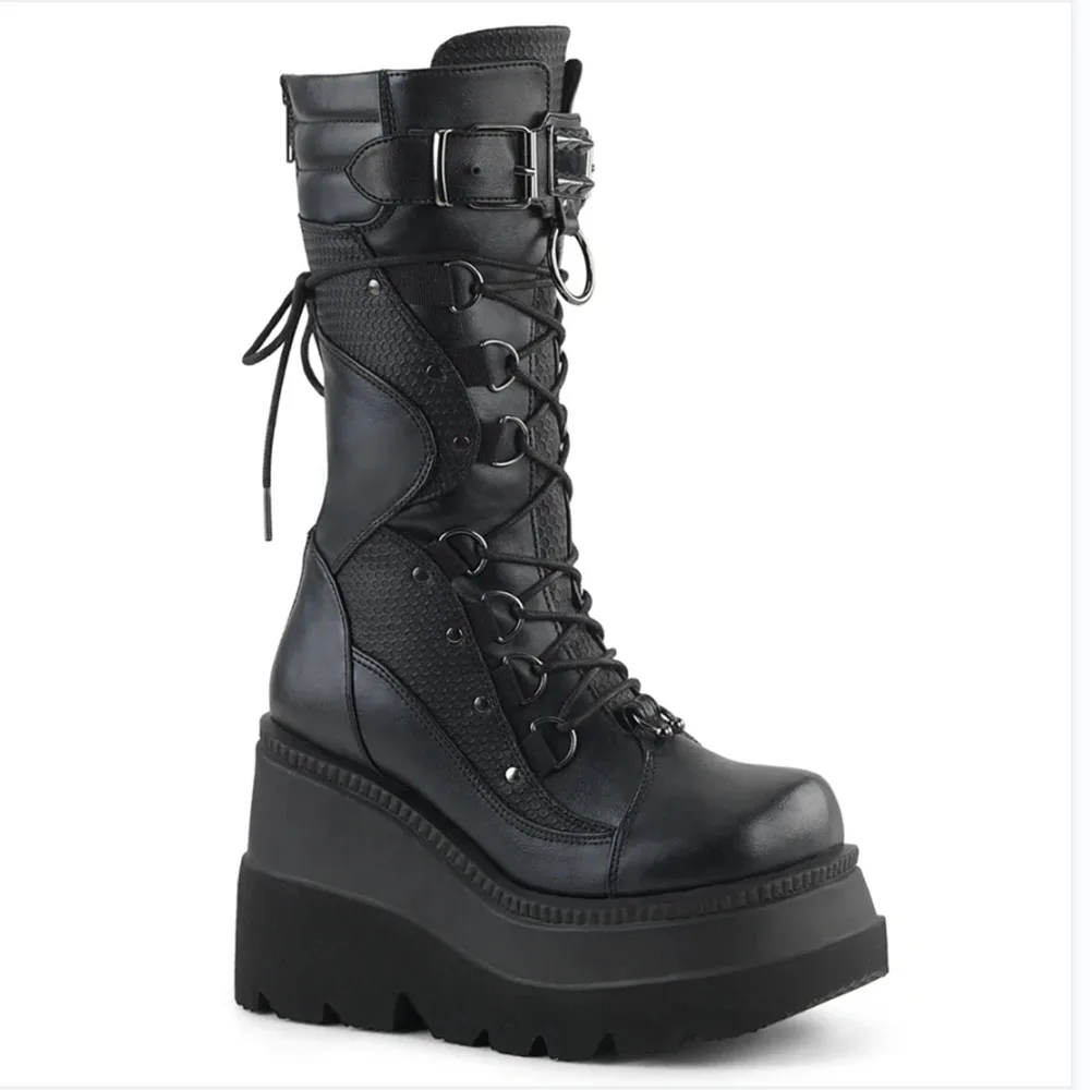 lace up platform wedge boots