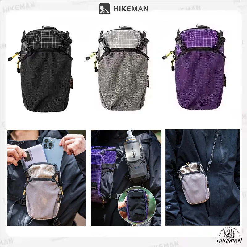 HIKEMAN Dyneema Water Bottle Holder Bag Running Portable Mobile Phone Bag Multi-Function Tactical Accessories Chest Bag