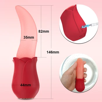 Powerful Tongue Licking Rose Vibrator Female 10 Modes G spot Clitoris Stimulator Nipple Massager Mini Clit Sex Toys for Women 5