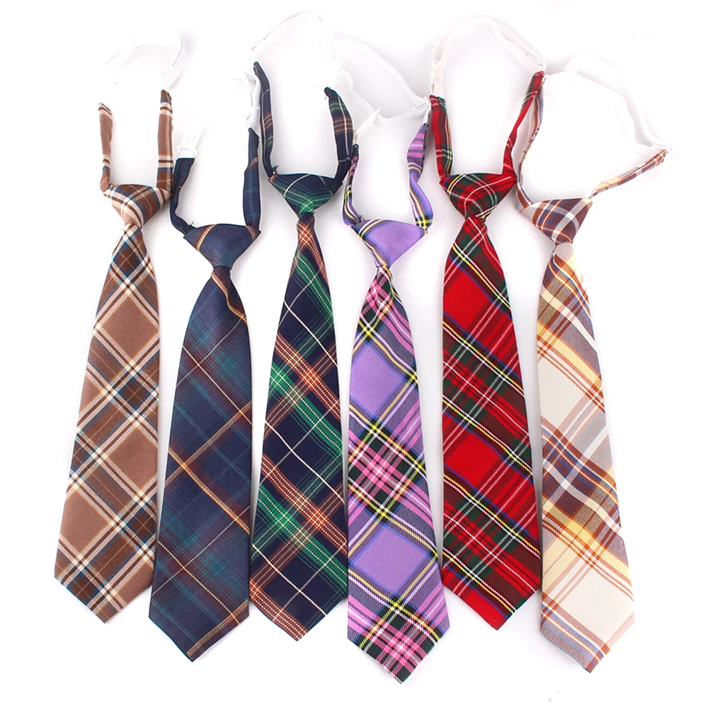Skinny Ties For Men Women Casual Plaid Necktie Suits Boys Girls Ties Slim Men Necktie Gravatas Simple Lazy person Student Tie Neck ties