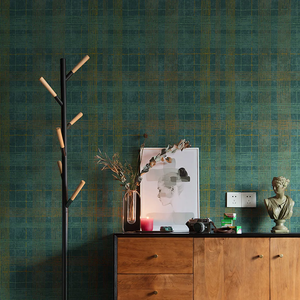 retro-papel-de-parede-3d-wallpaper-for-walls-home-decoration-british-minimalist-classic-plaid-3-d-wall-paper-mural-glazed-green