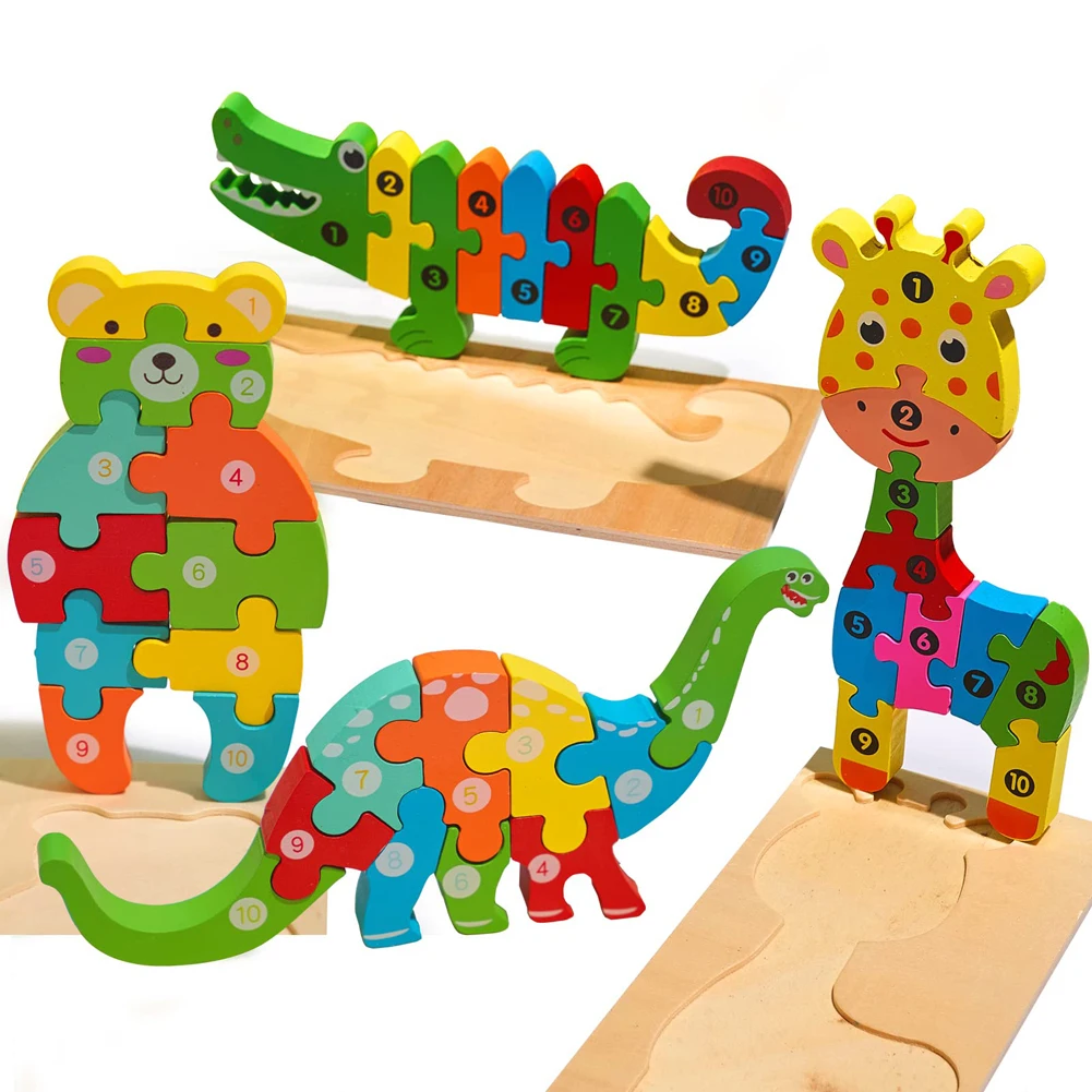 3D Wooden Educational Cartoon Animal Puzzles 1