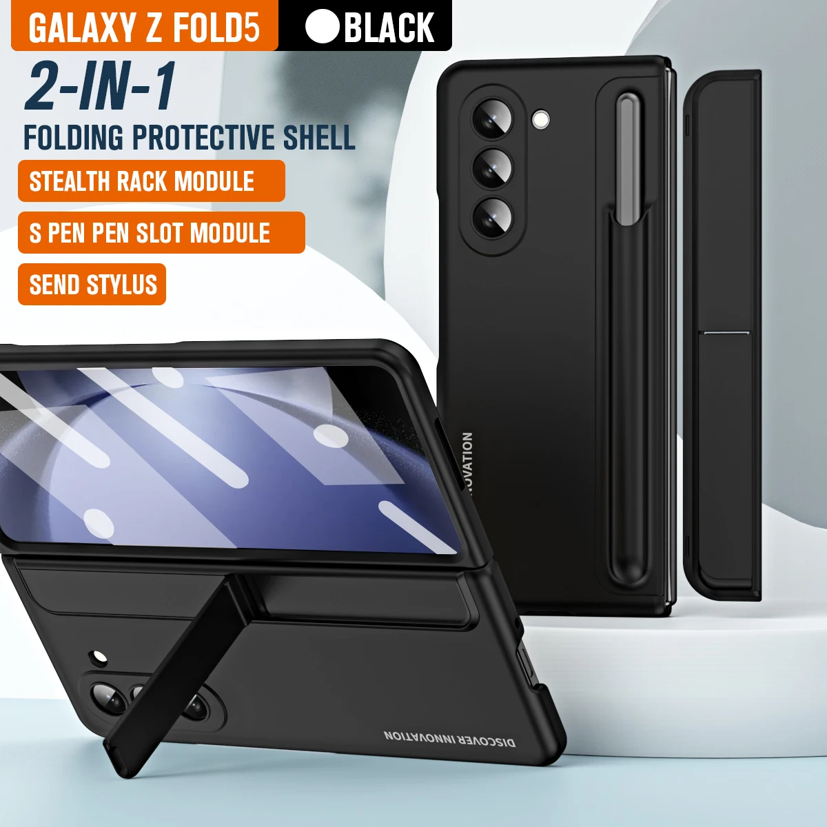 

Чехол для Samsung Fold5 со стеклянным защитным экраном, матовый Официальный чехол-невидимка с подставкой для телефона Samsung Galaxy Z Fold5