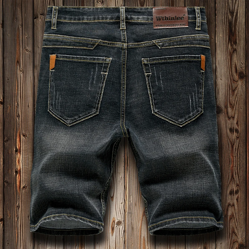 Summer Shorts Jeans Men Denim Pants Stretch Dark Blue Fashion Design Men's Jeans Slim Straight Male Short Jeans Hombre