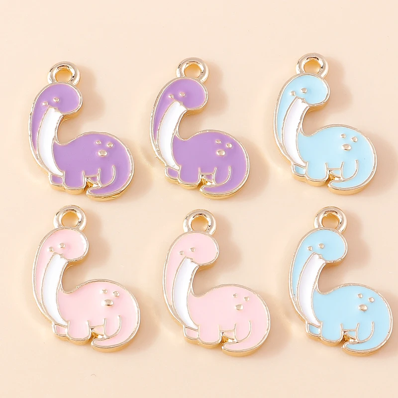 20 Stück 17x21mm Cartoon-Emaille-Tier-Dinosaurier-Anhänger für Schmuckherstellung, Halsketten, Ohrringe, Armbänder, DIY-Bastelbedarf – Detail 7