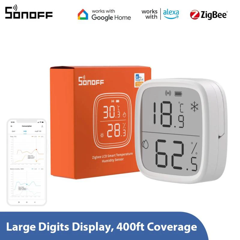 

Смарт-датчик температуры и влажности SONOFF SNZB-02D Zigbee LCD, приложение для мониторинга в реальном времени, работает с ZB Bridge-P